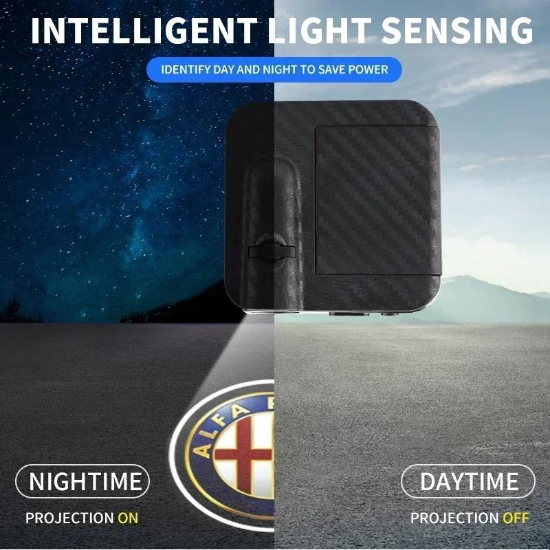 BBDL1 Car Stickers For Alfa Romeo Car Door Logo Welcome Led Lights Projector Lamp For Alfa Romeo Giulia Stelvio Giulietta 156 159 147