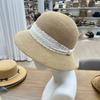 French Hepburn Pearl Lace Encryption Straw Hat Women's Seaside Holiday Sun Hat Summer Outdoor Sunscreen Shade Top Hat
