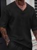 Spring/Summer Men's Solid Color V-neck Jacquard Casual Outdoor Short-sleeve T-shirt