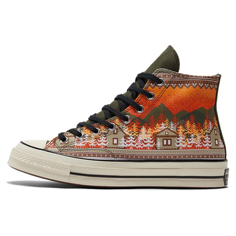 

Converse 1970s Chuck Taylor All Star Christmas Print Casual High-Top Espadrilles Unisex Orange Green 36.5