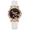 Douyin Fashion Seven-Butterfly Diamond Women's Leather Strap Watch