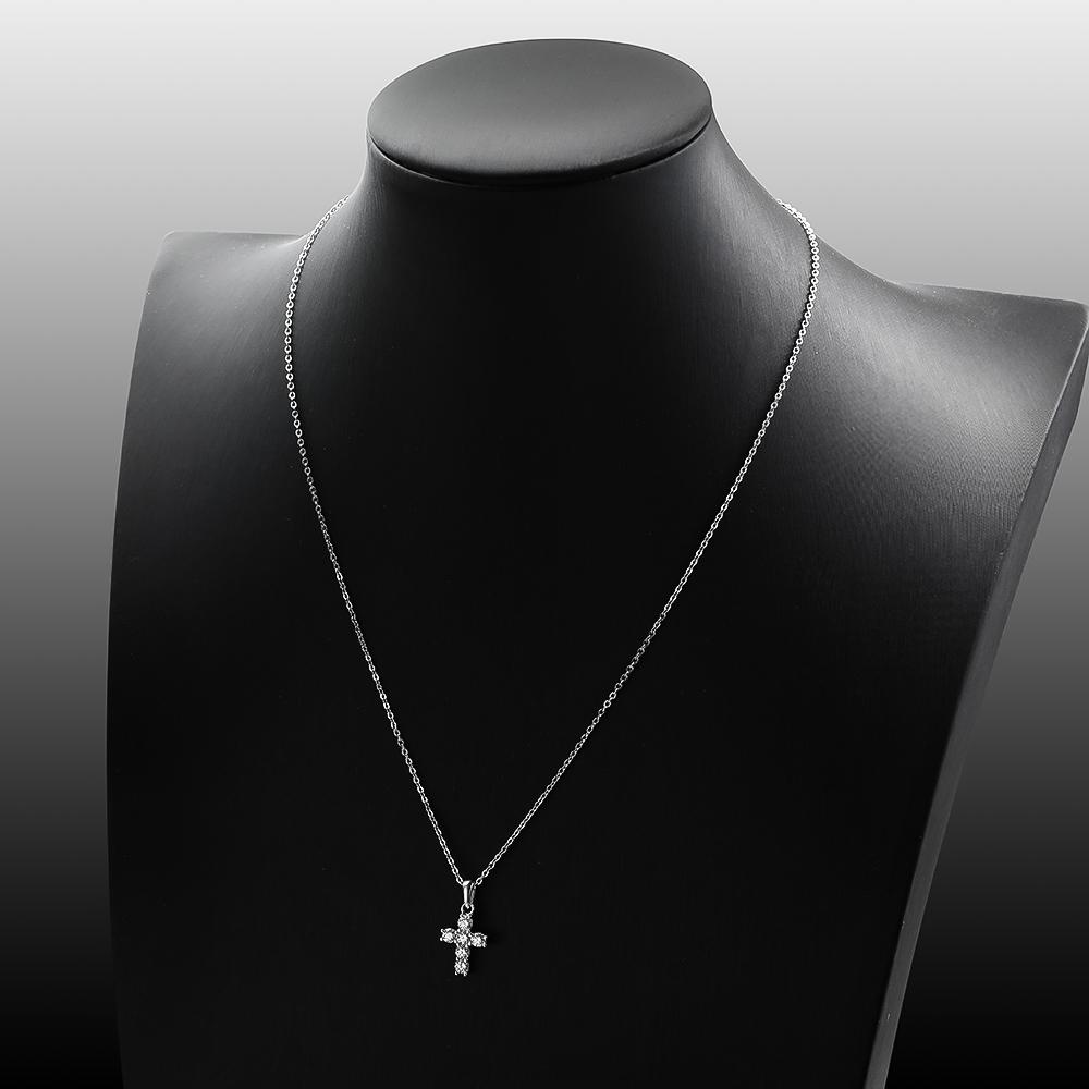 OEVAS 100% 925 Sterling Silber Echter 0,1 Karat 3mm Moissanit Kreuz Anhänger Halskette für Damen Funkelnder Party Feiner Schmuck Geschenke