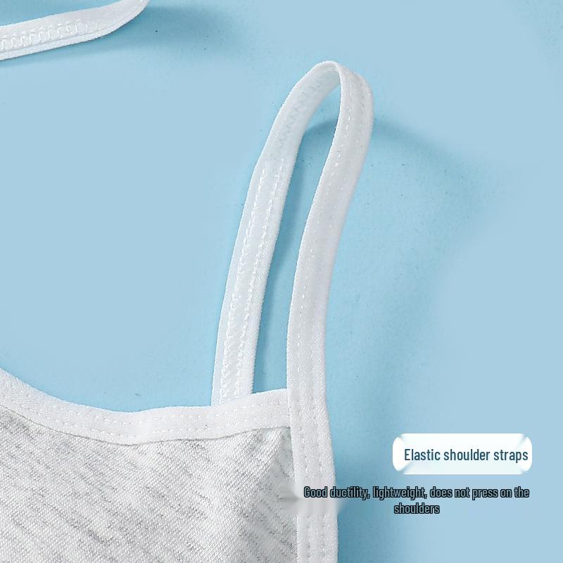 Girls' Pure Cotton Fixed Cup Bandeau Vest - Breathable Youth Bra for High School Students