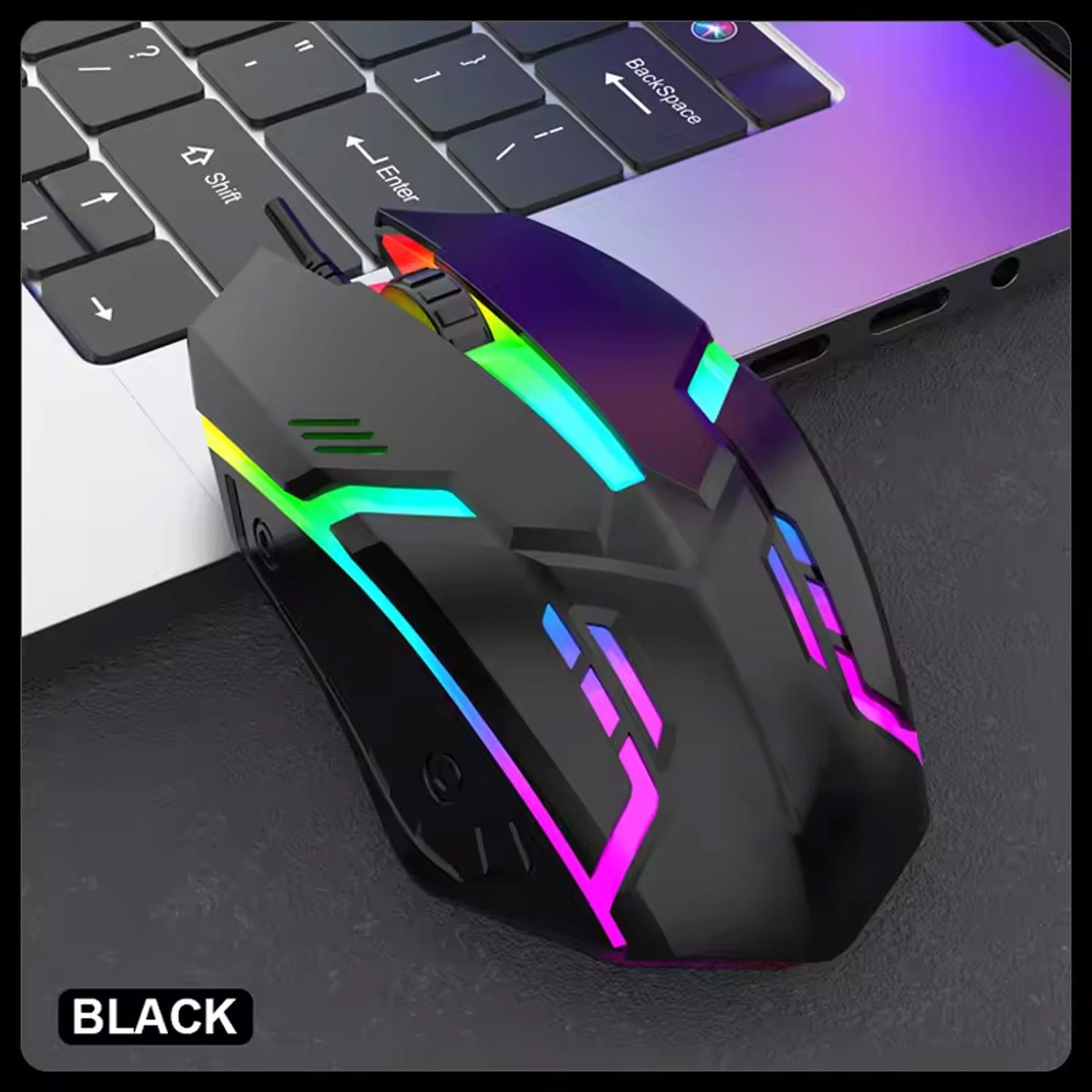 

Игровая клавиатура и мышь Игровая клавиатура для ПК Клавиатура с RGB-подсветкой Резиновые колпачки клавиш Проводная английская клавиатура Мышь Игровая мышь чёрный