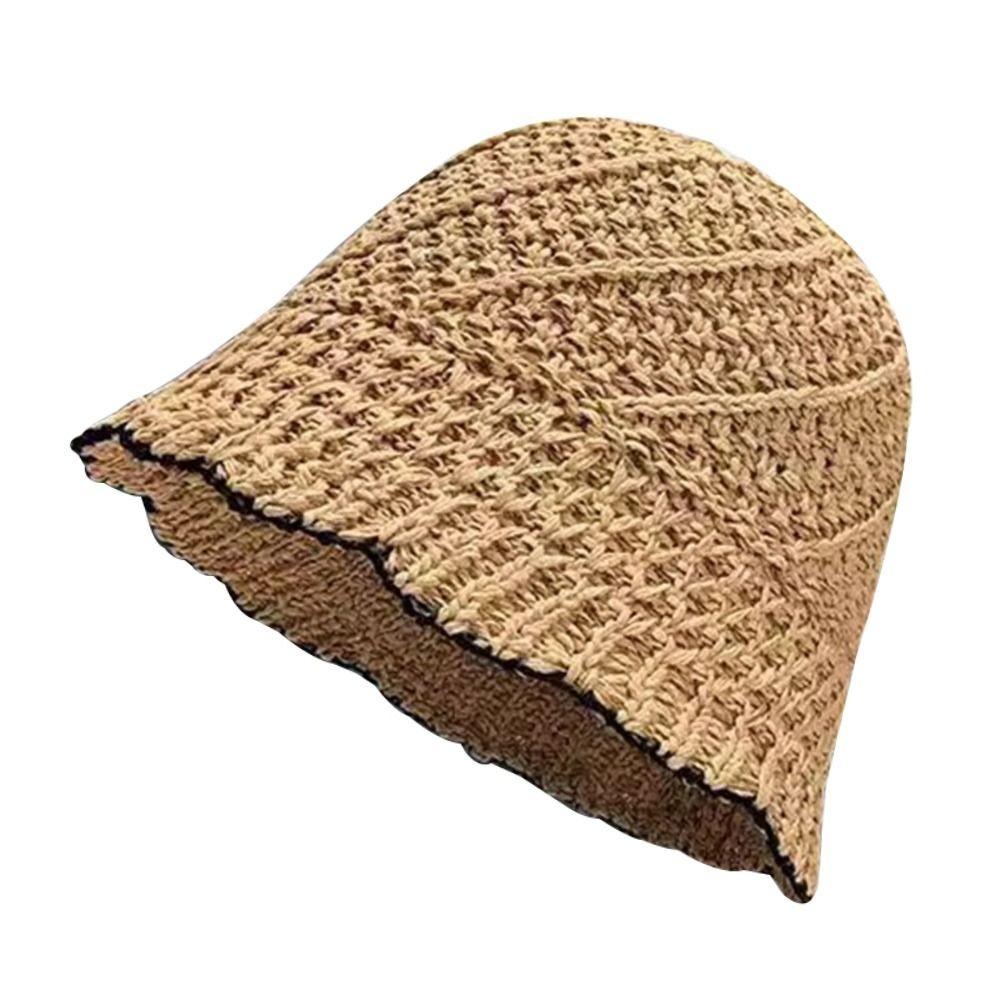 Foldable Straw Bucket Hat Wide Brim Fisherman's Hat Portable Panama Hat  Women Girls