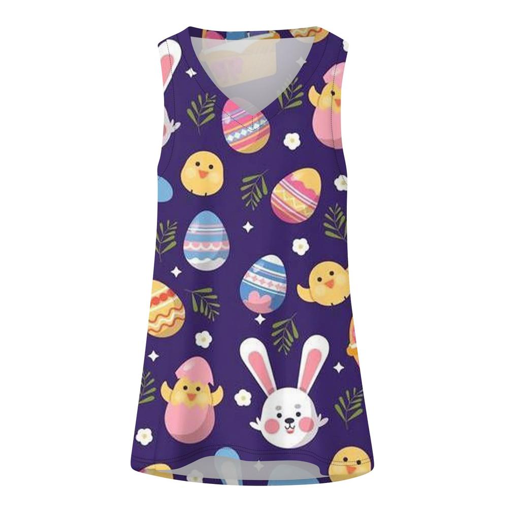 Women's Sleeveless Easter Print Vest Blouse
