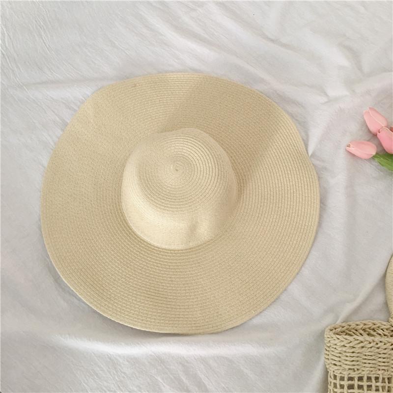 

European and American sunscreen straw hat women s beach big brim sun hat trendy fashion sun hat seaside travel straw hat M（56-58cm）
