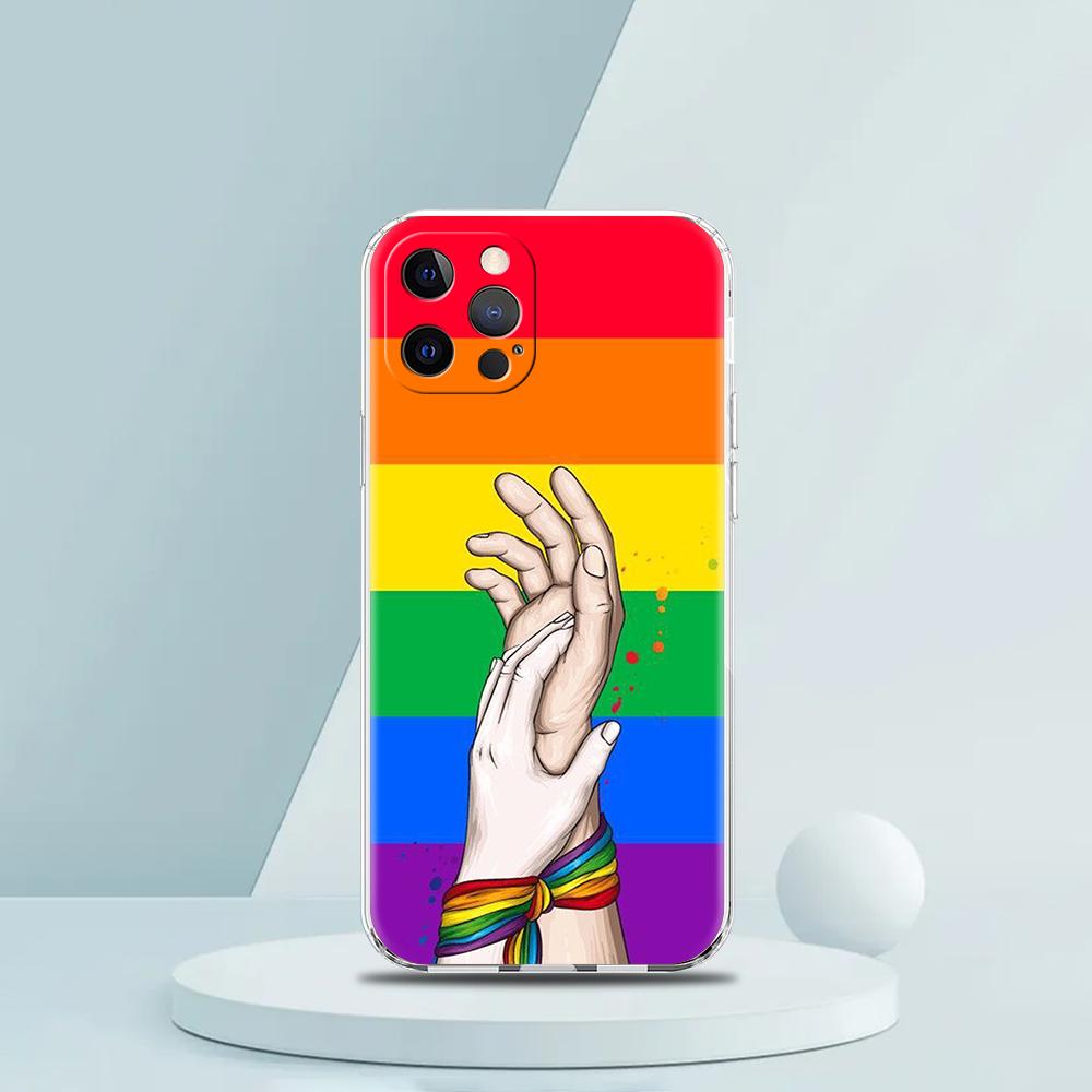 Gay Lesbian LGBT Rainbow Pride ART Phone Case for iPhone 16 15 14 13 12 Pro Max Transparent Soft for iPhone 11 Pro Max 7 8 Plus