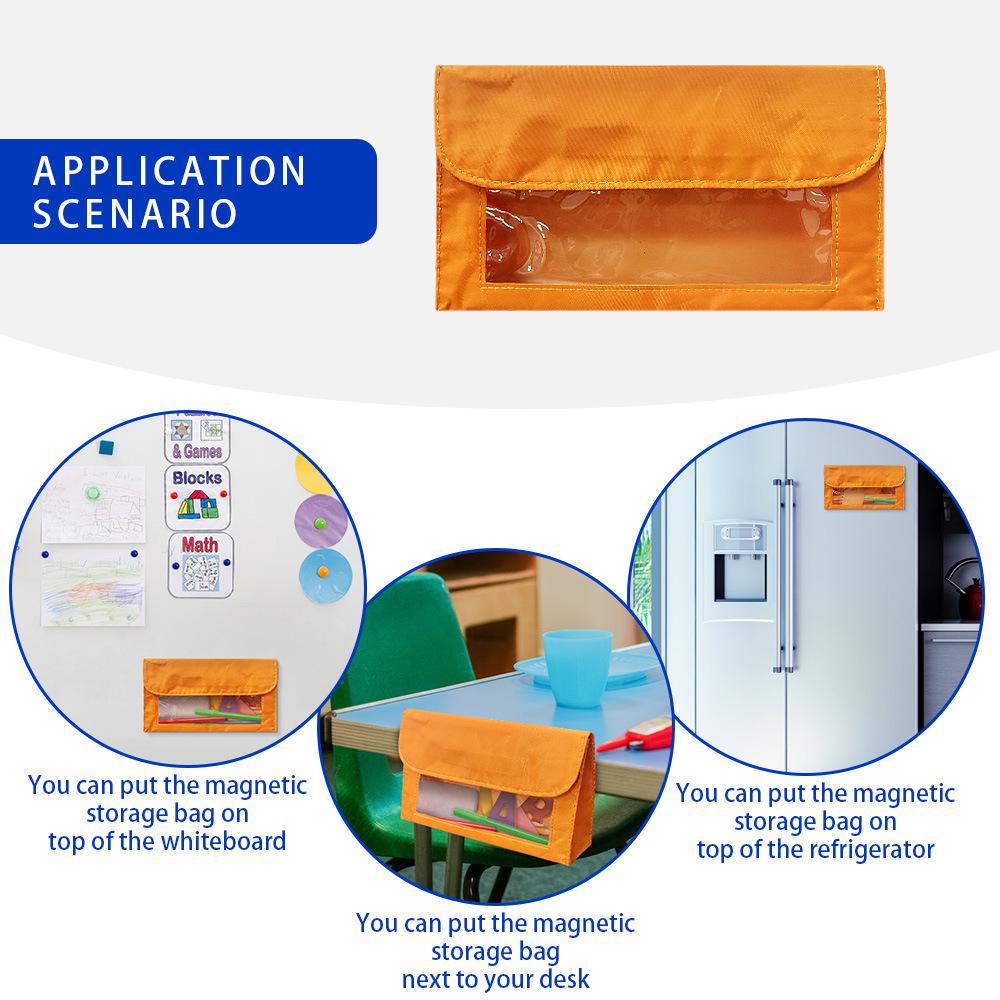 Portable Magnetic Whiteboard with Self-Adhesive Storage Pockets