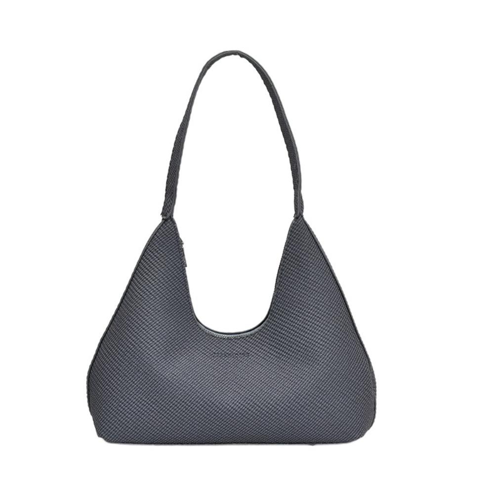 Solid Color French Underarm Bag Elegant Texture Handbag Storage Bag PU Hobo Bag  Party синий