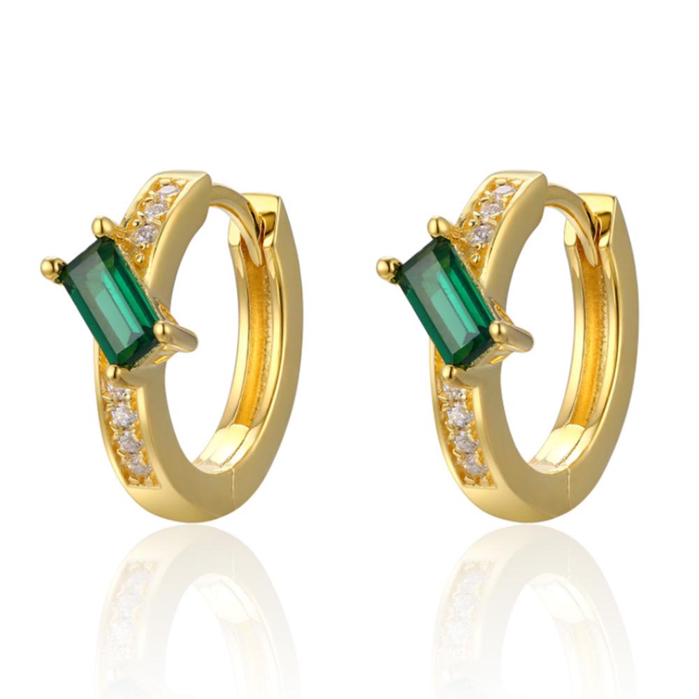 Elegant French Green Diamond Ear Cuffs - Women's High-End Fashion Earrings, Perfect for Valentine's Day