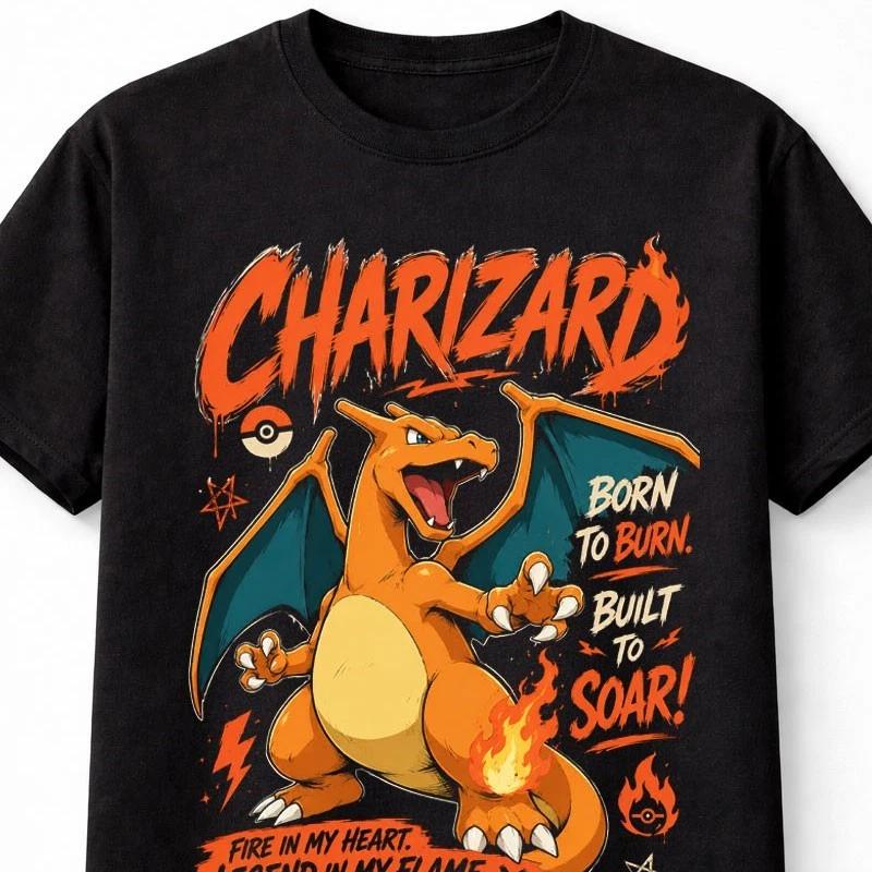 Pokemon Charizard Graphic Tee Fire Type Anime Gaming Unisex TShirt S