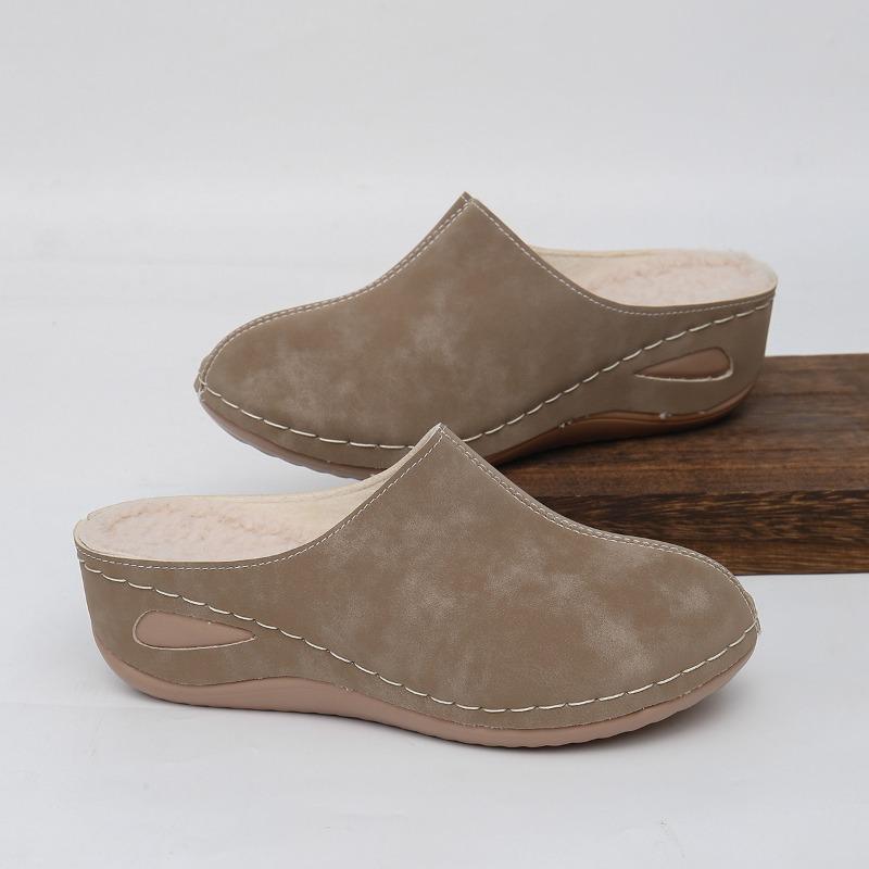 Wedge Heel Baotou Slippers For Women Fashionable Hollow Design Platform Cotton Slipper Outdoor Comfortable Beach Shoes For Women