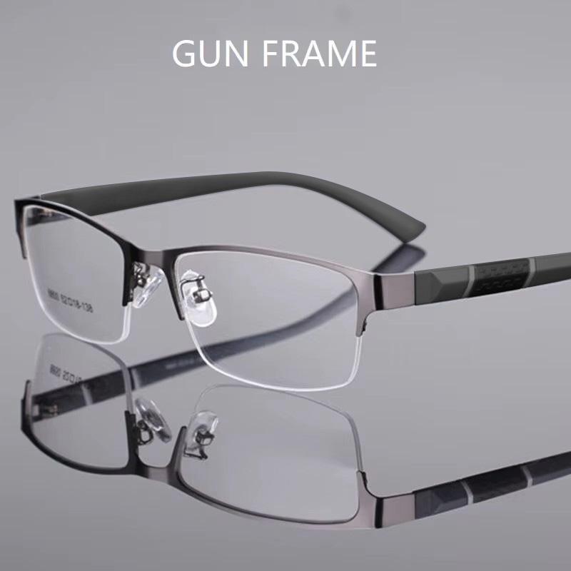 0 To - 600 Reading Presbyopia Eyeglasses High Quality Radiation Proof Flat Anti Blue Light Eyeglasses Men's Half Glasses Frame Business Myopia
