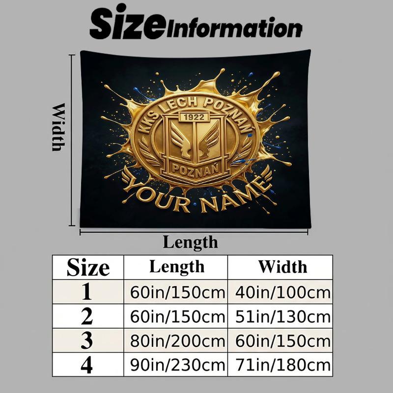 Custom Name Lech Poznan Printed Tapestry – Wall Hanging for Bedrooms, Dorms, and Home Decor