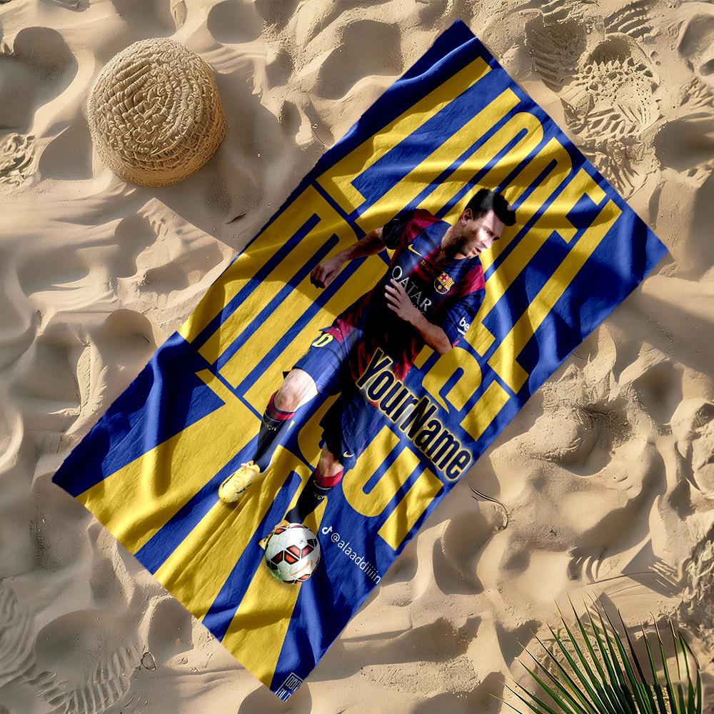 Messi Personalized Text Beach Towel High Absorbency & Quick-Dry Perfect for Traveling Yoga Camping and Swimming
