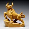 Earthy Yellow Ceramic Zodiac Ox Figurine: Soaring Spirit Auspicious Mascot for Home Relaxation
