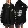 Útok Titánů Módní Vzor Tištěná Mikina na Zip Módní Ležérní Pánská a Dámská Fleecová Univerzální Punk Styl Mikina