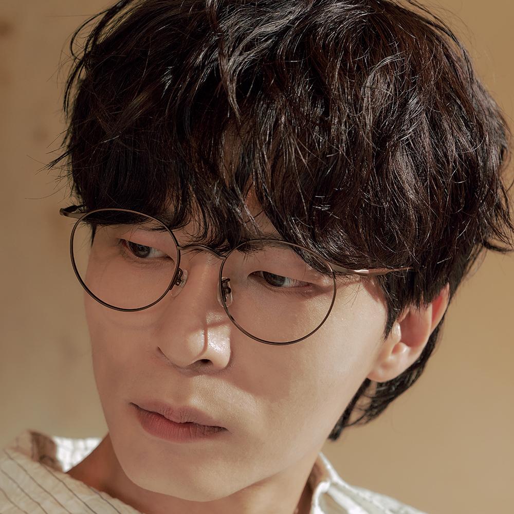 Alloaiweeo [Illusionist] Oversized Round Titanium Brown Eyeglass Frames Il8404 1616M