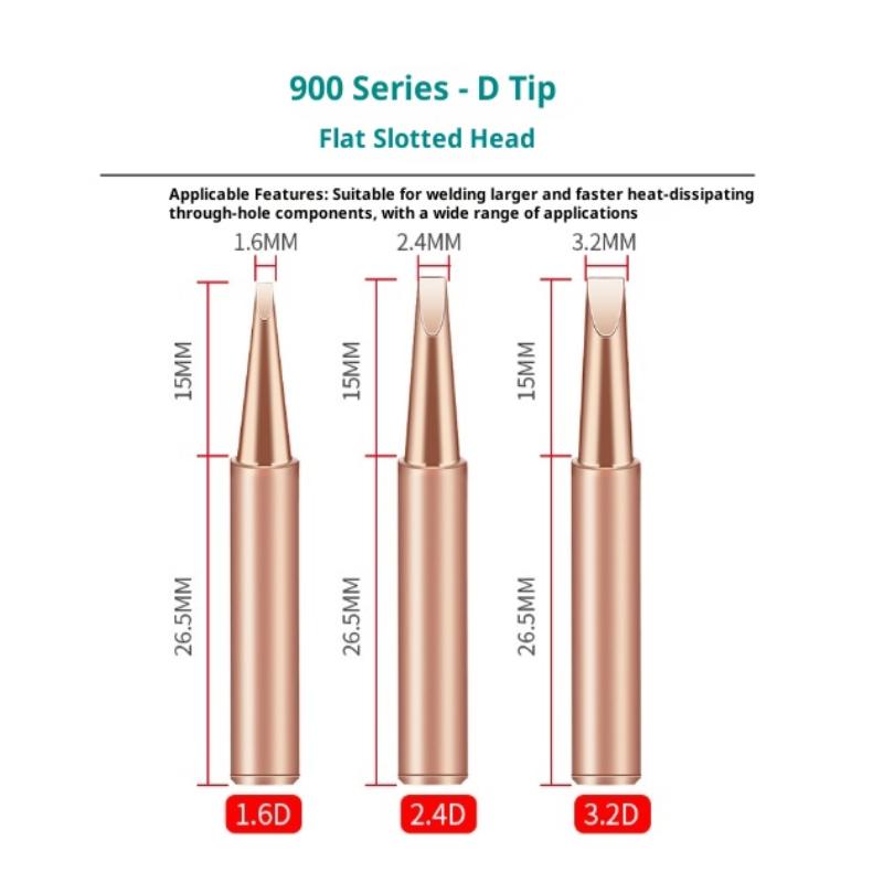 900 Reines Kupfer Lötkolbenspitze Lötkolbenspitze Reines Kupfer Nicht-Magnetisch Löthorn Elektrische Lötkolbenspitze