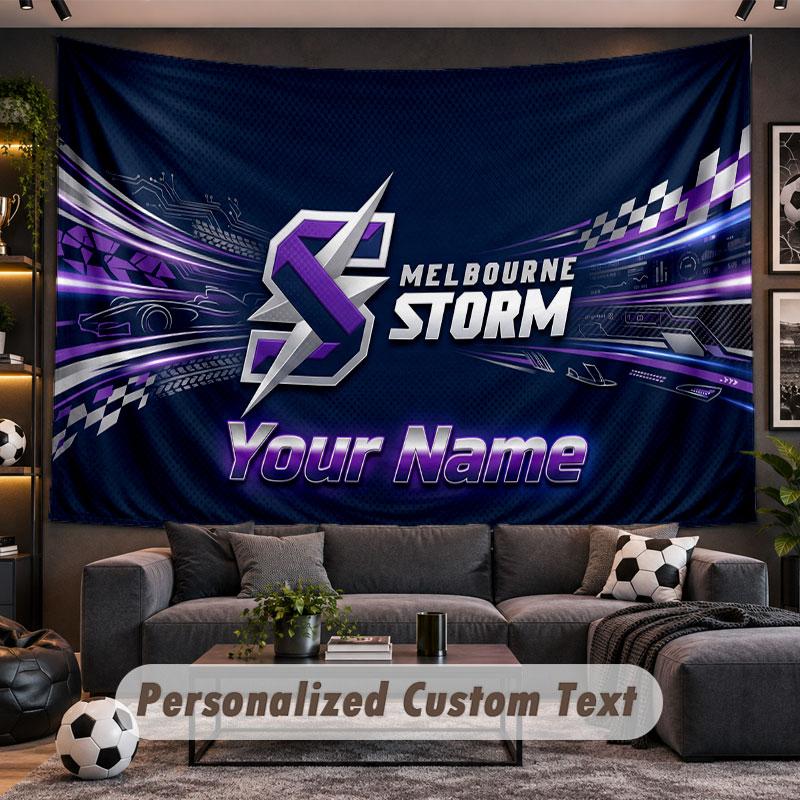 Wall Hanging Tapestry Custom NameMelbourne Storm Pattern Personalized Printed Fabric Wall Decor