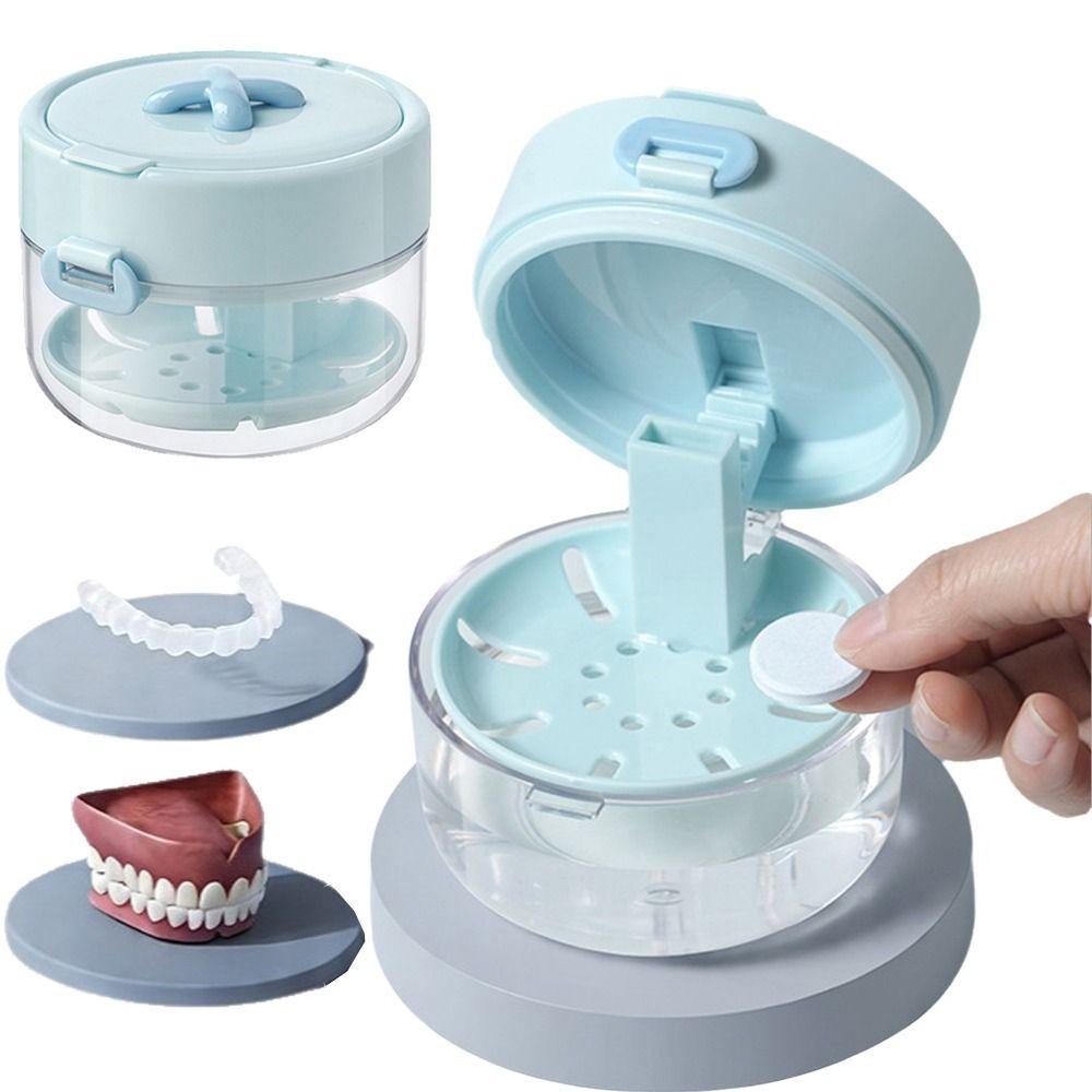 Portable Braces Storage Box Drainable Design Denture Soak Cup For Denture Storage