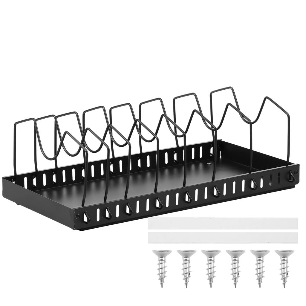 Pull Out Pans Organizer Rack with 8 Adjustable Dividers Sliding Pot and Lid Holder Kitchen Cabinet Utensils Storage Rack