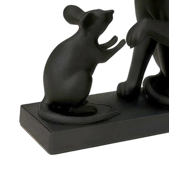 Animal Figurines 3D Printed Modern Cat & Mouse Sculpture, Minimalist Interaction Desk Decor, Matte Art Ornament Collectible Figurine, Stable