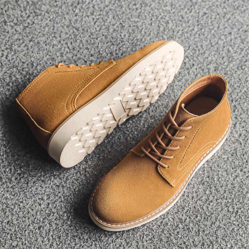 Mode Wildleder Herren Freizeit-Laufschuhe Komfort-Sneakers Schnürschuhe Solide Stiefeletten Neue Mode Herren Motocross-Stiefel Outdoor-Schuhe