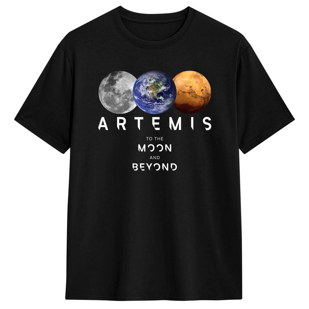 Men Artemis Mission Earth Moon Mars Worm Logo T Shirts 100% Cotton Tops Fun Short Sleeve O Neck Tee Shirt 6XL T-Shirt