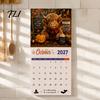 Academic Wall Calendar 2027 Funny Highland Cow Calendar, Cute Farm Animal 12 Month Functional Bedroom Decor Scottish Hanging Planner for Rustic