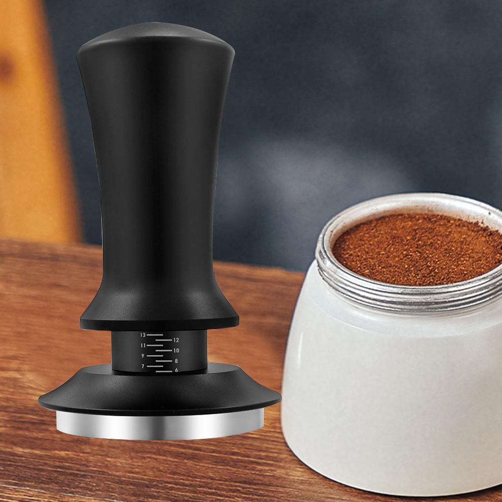 51/58mm Coffee Press Tamping Tool Flat Base Adjustable Deep Coffee Compressor Comfort Handle Automatic Rebound for Home Office