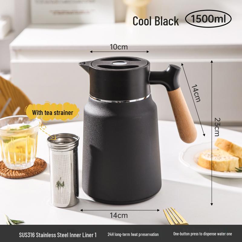 New 316L Stainless Steel Thermos Flask with Red Inner Liner - Large Capacity Warm Household Bottle and Kettle