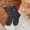 Winter and Autumn Children's Solid Color Bear Embroidered School-style Warmth-Keeping Women's Socks, Fashionable Wool Plush Socks for Women