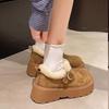 Leather thick-soled fluffy women's winter new women's shoes piled thickened warm loafers cotton shoes snow boots