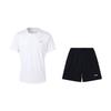 Li Ning Fashionable Versatile Breathable Short Sleeve Comfortable Shorts Casual Sports Suit Men Suit White Black W833-2+W685-1
