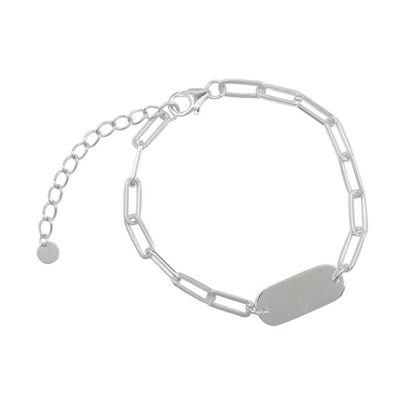S925 Sterling Silber Smiley Quadrat Anhänger Armband - Cooles Koreanisches Design für Damen, Einzigartiger Schmuck im Studentenstil.