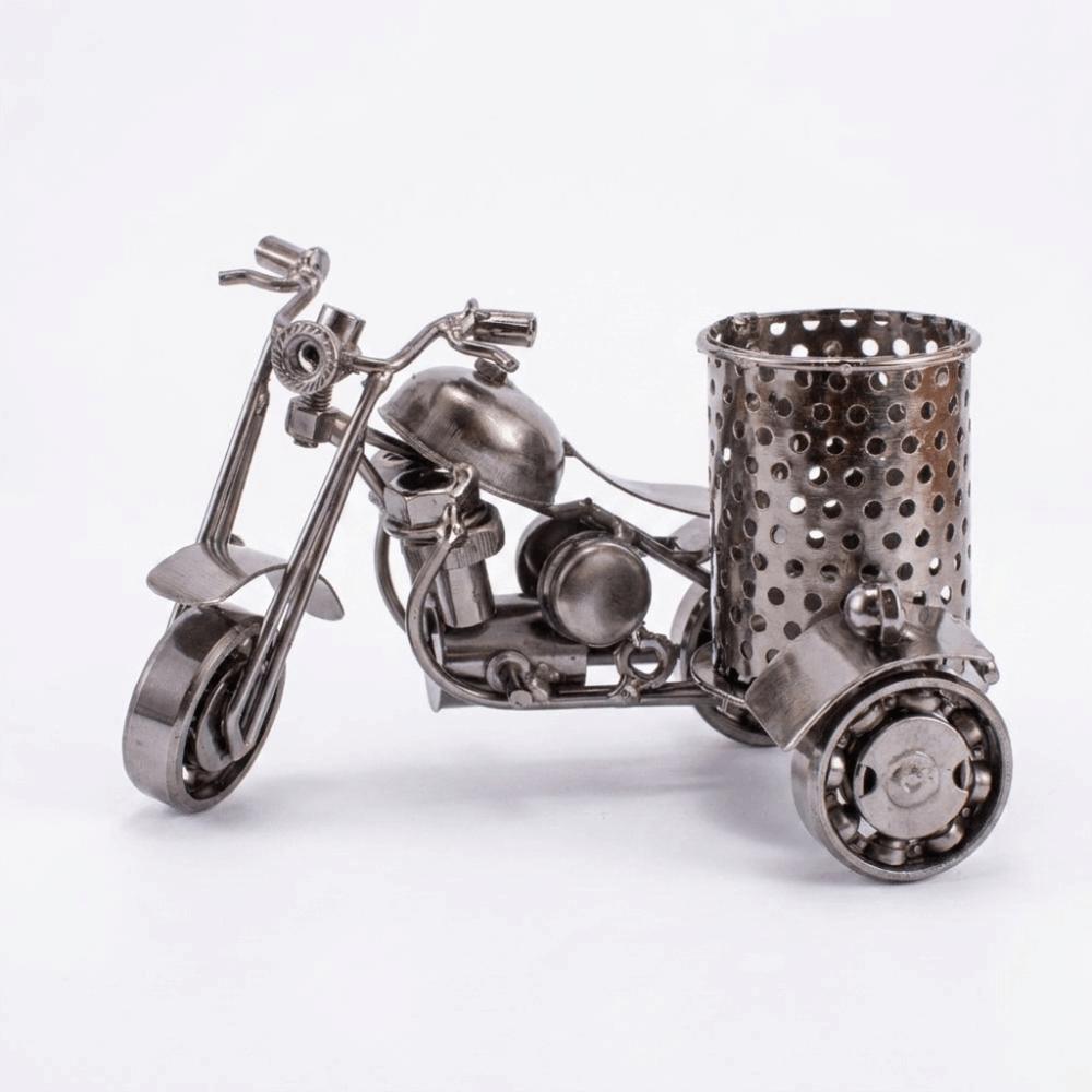 Distressed Vintage Finish Antique Iron Pen Holder Metal Desk Decor Corporate Office M46