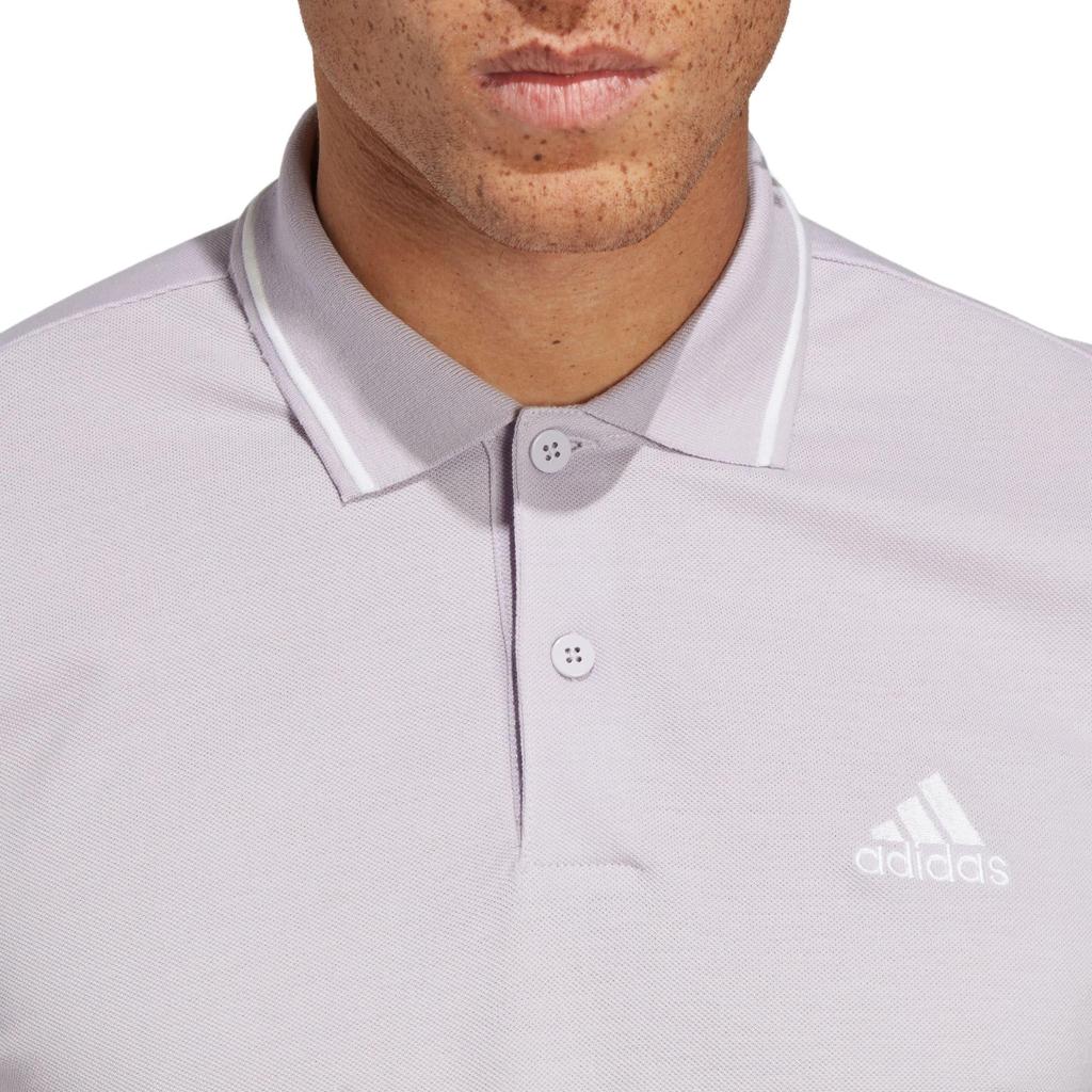 adidas Essential Polo Shirts Men's Silver Polo Collar Moderate Straight Fit IC9316