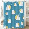 Adorable Cartoon Snail Shower Curtain For Bathroom Decor Blue Background With White Hearts Pattern Waterproof Fabric Easy Instal