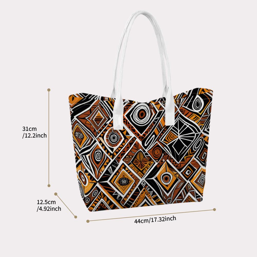 Boho Tribal Pattern Tote Bag for Daily Commute Travel Shopping Carryall Handbag