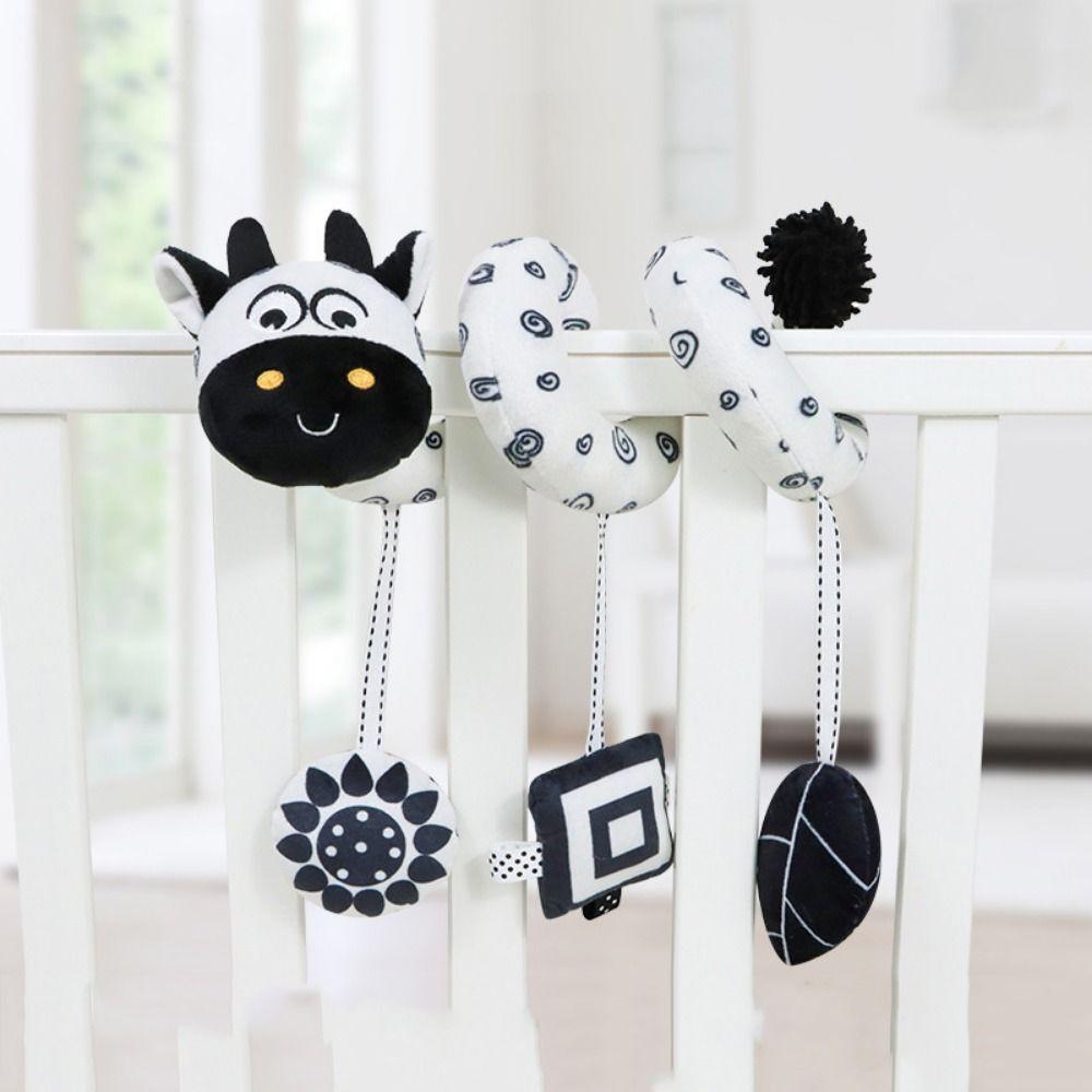 Animal-shaped Baby Stroller Hanging Pendants Cow Plush Stuffed Sensory Toy  Montessori Toys