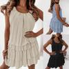 Independent Station European and American Large Size Foreign Trade Spring and Summer U-neck Cake Skirt Girl Style Multi-layer Ruffle Edge Sleeveless