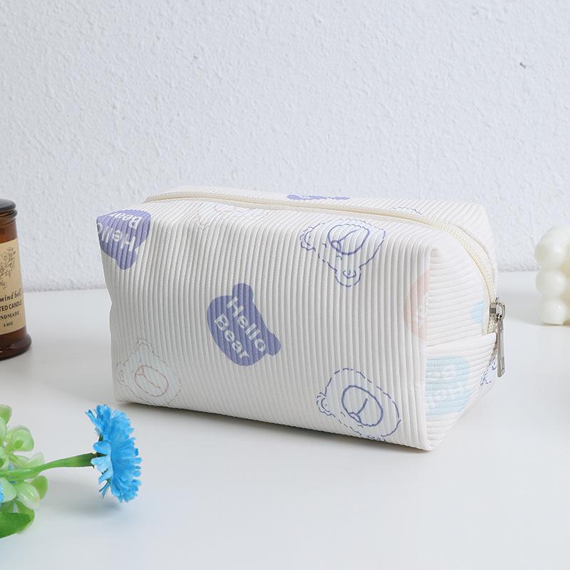 Cute Bear Printed Cosmetic Bag Women Large Capacity Travel Organizer Bags Toiletry Bag Zipper Pencil Case Stationery Pouch