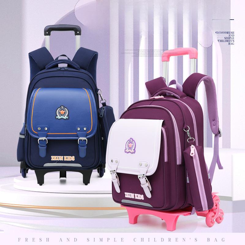 Girls' New Base Climbing Stairs Girls Princess Children's Trolley Schoolbag Primary School Students Burden Reduction Waterproof Backpack