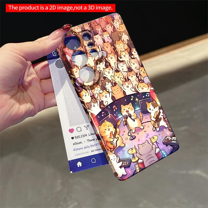 2DFlat Samsung phone case Cats Rock Concert Stage Phone Case Applicable to Galaxy S23 S24 S25ULTRA S26 A12 A14 A15 A16 A54 A55