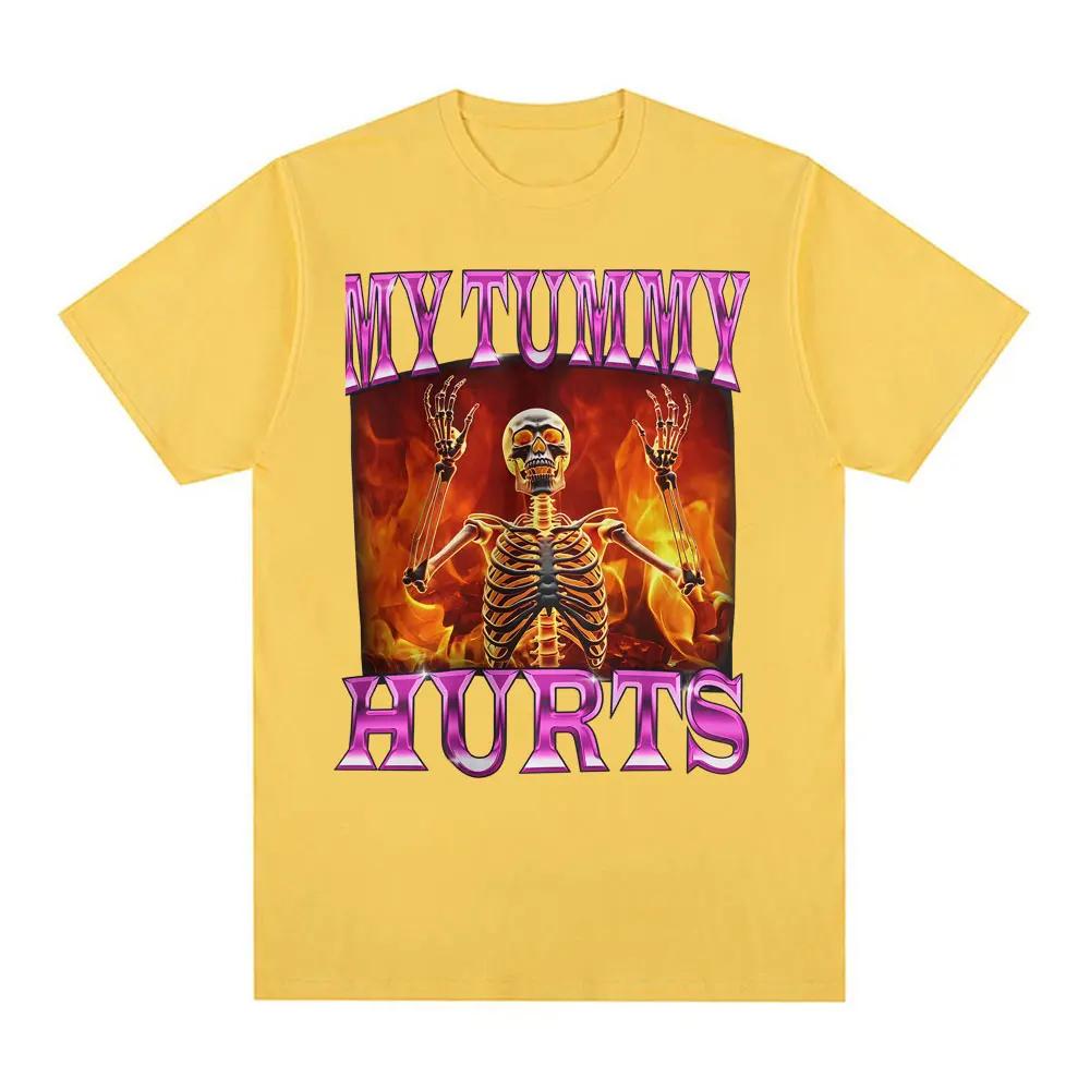 

Забавная футболка со скелетом и болями в животе для женщинмодная готическая летняя майкакомфортная футболка 3XL