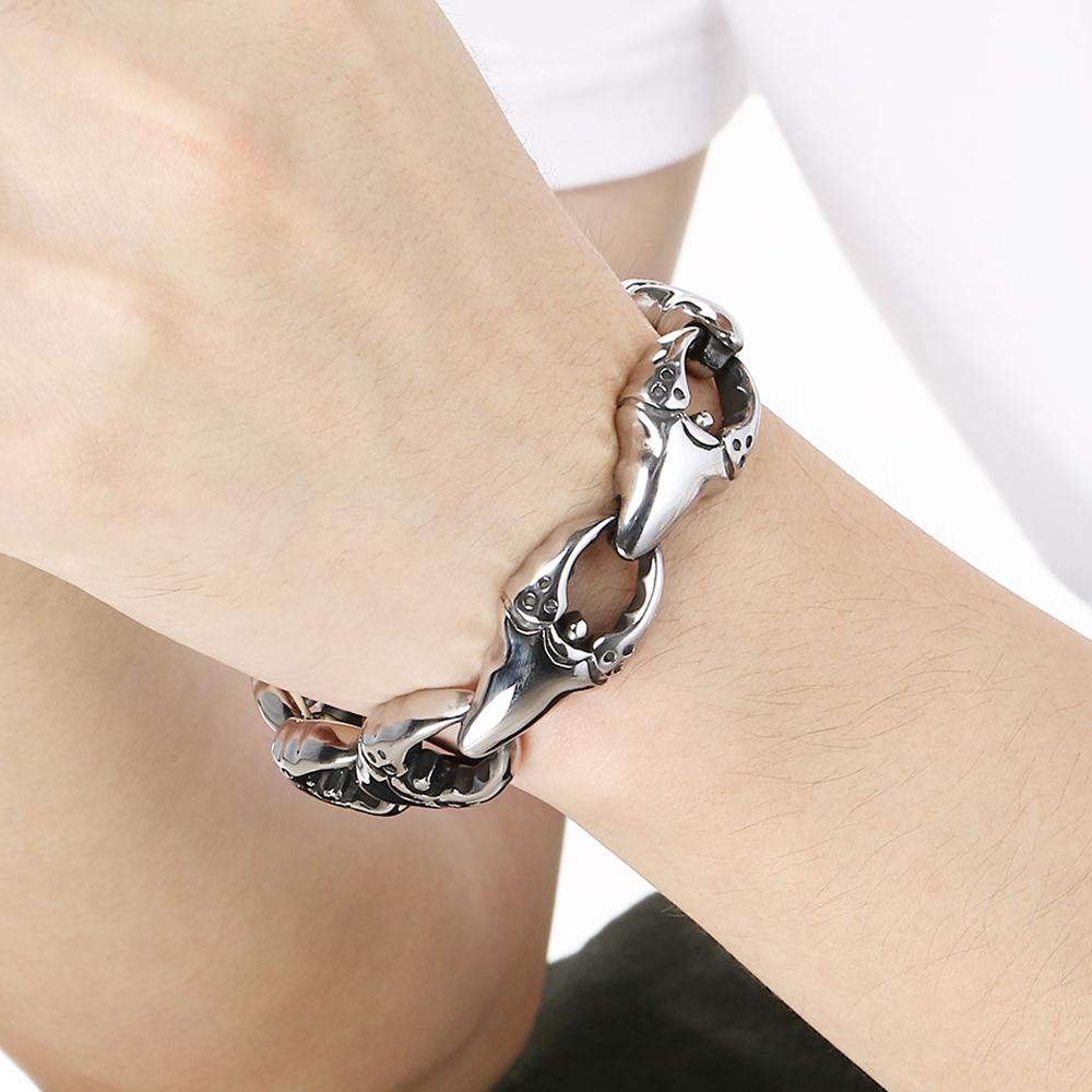 FengShui Wealth And Luck Man Bracelet Cool Crab Claw Style Chain Bracelets for Men Stainless Steel Geomancy Jewelry Accessories