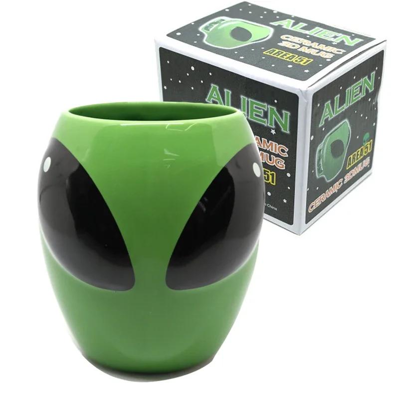 New Cartoon Creative Ceramic 3D Alien Mug Mug Mug Creative Cartoon Green Mug Birthday Gift