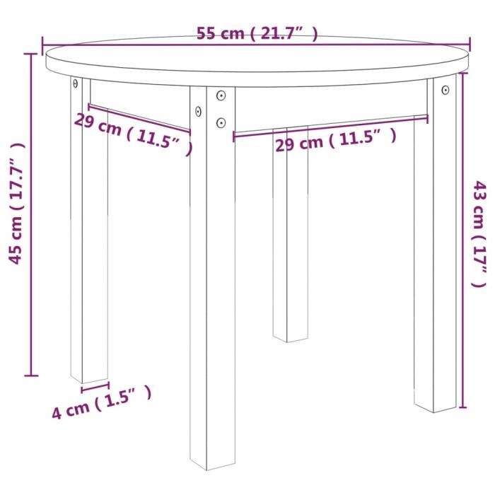 VidaXL Table basse Ø 55x45 cm Bois massif de pin 822327
